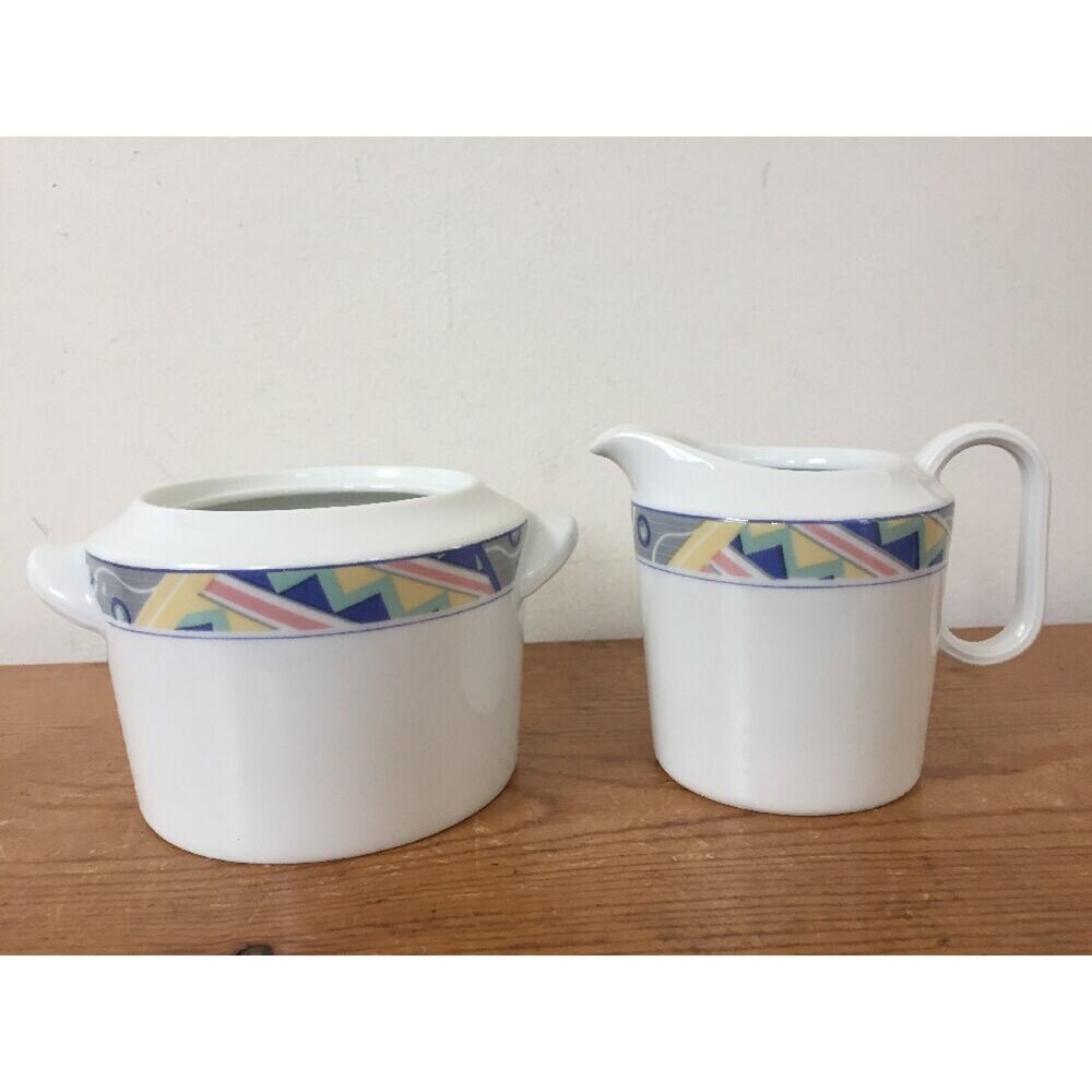 Vtg 80s Mikasa Studio Nova Y0224 New Wave Memphis Vaporwave Creamer Sugar Set